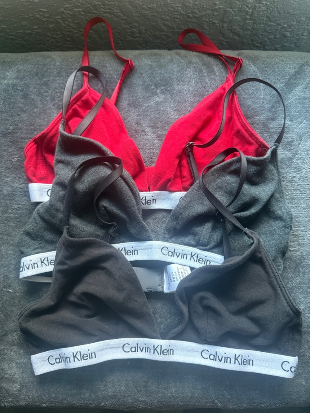 Calvin Klein 3 Pack Bralette Set - Red, Gray & Black